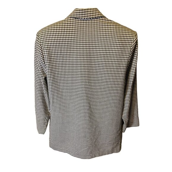 Vintage 80s 90s Kipa Bay Long Black White Single Button Houndstooth Blazer - Picture 2 of 10